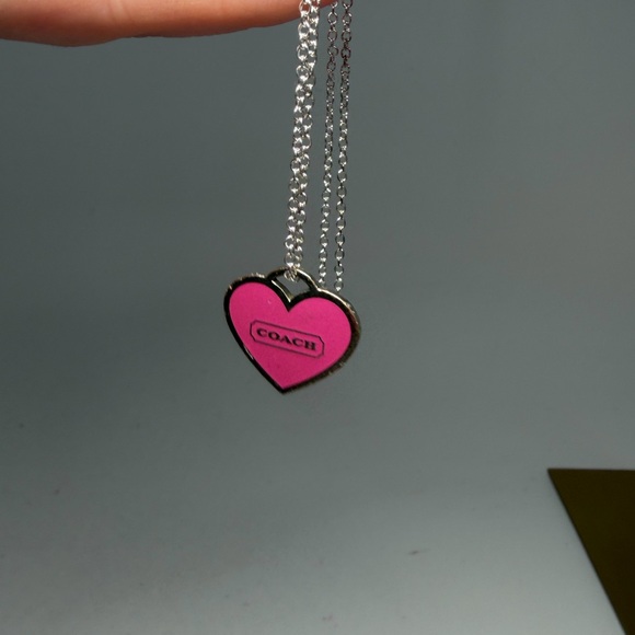 Upcycled Coach Pink Heart Y2K Charm Necklace - Picture 3 of 5